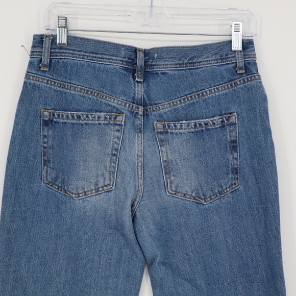 Free People Maggie Mid Rise Button Fly Straight Leg Denim Jeans Blue Size 25 - Picture 9 of 14